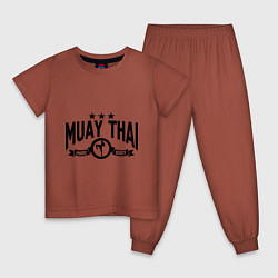 Пижама хлопковая детская Muay thai boxing, цвет: кирпичный