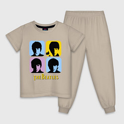 Пижама хлопковая детская The Beatles: pop-art, цвет: миндальный