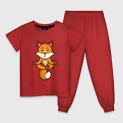 Пижама хлопковая детская Лисиная йога, цвет: красный