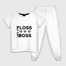Пижама хлопковая детская Floss like a boss, цвет: белый