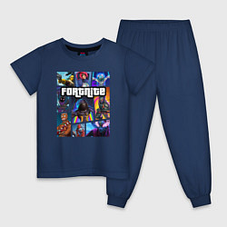 Пижама хлопковая детская Fortnite GTA, цвет: тёмно-синий