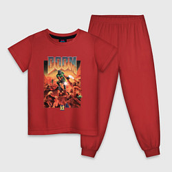 Пижама хлопковая детская DOOM id, цвет: красный
