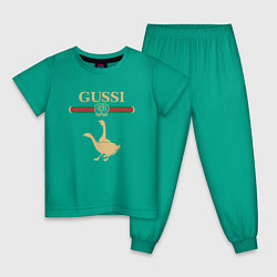 Пижама хлопковая детская GUSSI Fashion, цвет: зеленый