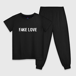 Пижама хлопковая детская FAKE LOVE, цвет: черный