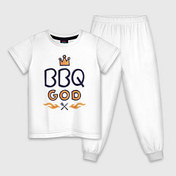 Пижама хлопковая детская BBQ God, цвет: белый