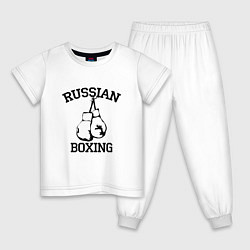 Пижама хлопковая детская Russian Boxing цвета белый — фото 1