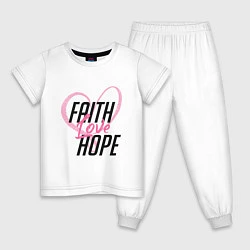 Пижама хлопковая детская Faith Love Hope, цвет: белый