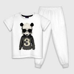Пижама хлопковая детская Brutal Panda, цвет: белый