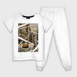 Пижама хлопковая детская NY Taxi, цвет: белый