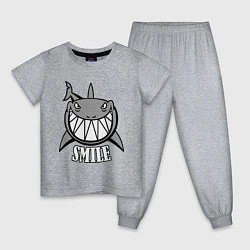 Пижама хлопковая детская Shark Smile, цвет: меланж