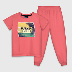 Пижама хлопковая детская Тропическое лето, цвет: коралловый