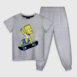 Пижама хлопковая детская Барт на скейте, цвет: меланж
