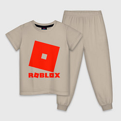 Пижама хлопковая детская Roblox Logo, цвет: миндальный