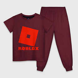 Пижама хлопковая детская Roblox Logo, цвет: меланж-бордовый