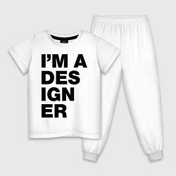Пижама хлопковая детская I am a designer цвета белый — фото 1