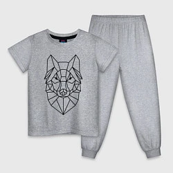 Пижама хлопковая детская Полигональный волк, цвет: меланж