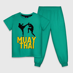 Пижама хлопковая детская Muay Thai, цвет: зеленый