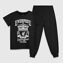 Пижама хлопковая детская Liverpool: Est 1892, цвет: черный