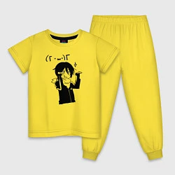 Пижама хлопковая детская Бездомный Бог, цвет: желтый