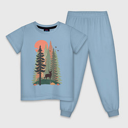 Пижама хлопковая детская Forest Adventure, цвет: мягкое небо