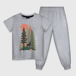 Пижама хлопковая детская Forest Adventure, цвет: меланж