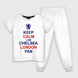 Пижама хлопковая детская Keep Calm & Chelsea London fan, цвет: белый