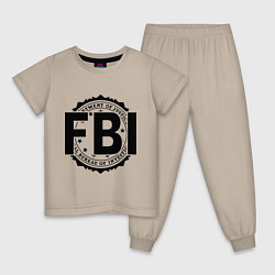 Пижама хлопковая детская FBI Agency, цвет: миндальный
