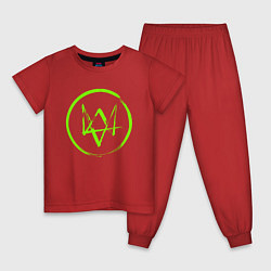 Пижама хлопковая детская Watch Dogs: Green Logo, цвет: красный