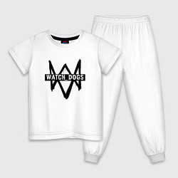 Пижама хлопковая детская Watch Dogs: Black Logo, цвет: белый