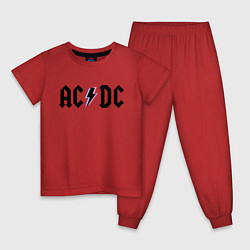 Пижама хлопковая детская AC/DC, цвет: красный