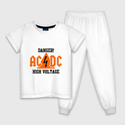 Пижама хлопковая детская AC/DC: High Voltage цвета белый — фото 1
