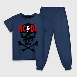 Пижама хлопковая детская AC/DC Skull, цвет: тёмно-синий
