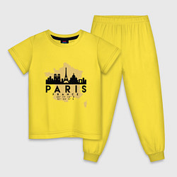 Пижама хлопковая детская Париж - Франция, цвет: желтый