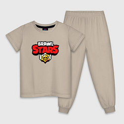 Пижама хлопковая детская BRAWL STARS, цвет: миндальный