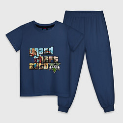 Пижама хлопковая детская GTA 5 Stories, цвет: тёмно-синий