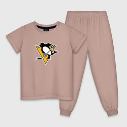 Пижама хлопковая детская Pittsburgh Penguins: Evgeni Malkin, цвет: пыльно-розовый