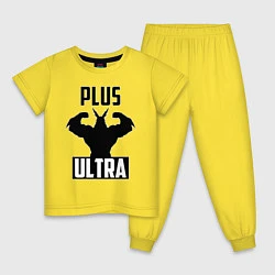 Пижама хлопковая детская PLUS ULTRA черный, цвет: желтый