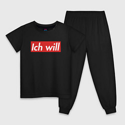 Пижама хлопковая детская Ich will, цвет: черный