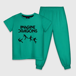 Пижама хлопковая детская IMAGINE DRAGONS, цвет: зеленый