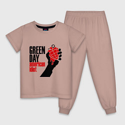 Пижама хлопковая детская Green Day: American idiot, цвет: пыльно-розовый