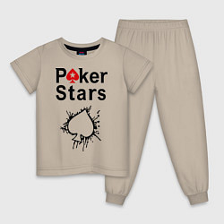 Пижама хлопковая детская Poker Stars, цвет: миндальный