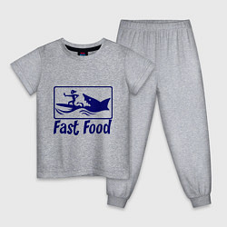Пижама хлопковая детская Shark fast food, цвет: меланж
