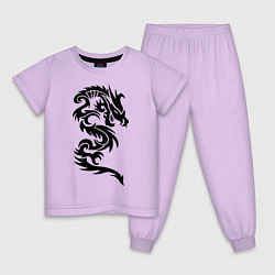 Пижама хлопковая детская Дракон узор, цвет: лаванда