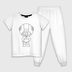 Пижама хлопковая детская LEON раскраска, цвет: белый