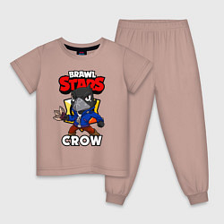 Пижама хлопковая детская BRAWL STARS CROW, цвет: пыльно-розовый