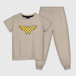 Пижама хлопковая детская Wonder Woman, цвет: миндальный