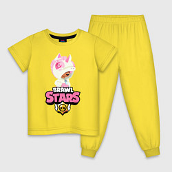 Пижама хлопковая детская Brawl Stars Leon Unicorn, цвет: желтый