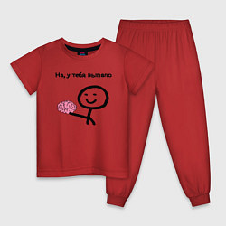 Пижама хлопковая детская Выпал мозг, цвет: красный