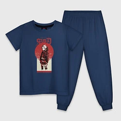 Пижама хлопковая детская Аниме Demon Slayer, цвет: тёмно-синий