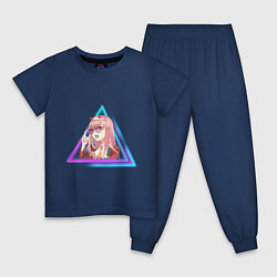 Пижама хлопковая детская 02, цвет: тёмно-синий